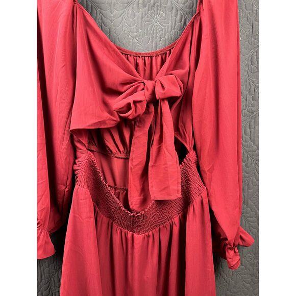 Byinns Open Tie Back Square Neck Lantern LS Elastic Waist Mini Dress SZ XXL:NWT - Picture 10 of 16